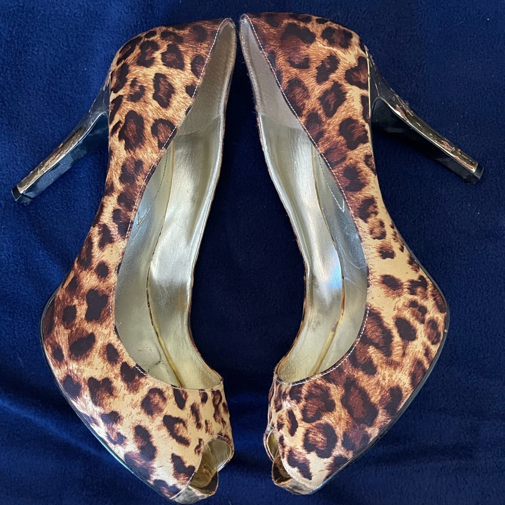 Guess Leopard Print Peep Toe Heel